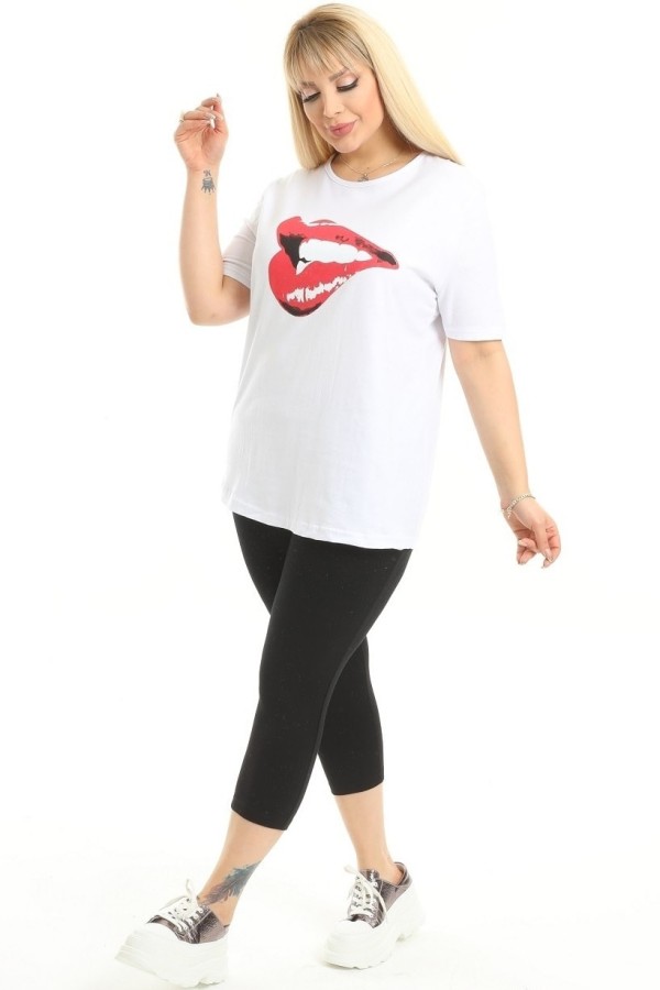 Balti moterų marškinėliai iš medvilnės