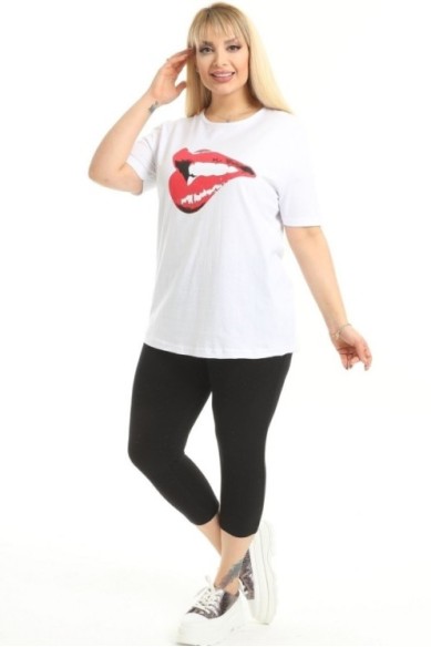 Balti moterų marškinėliai iš medvilnės