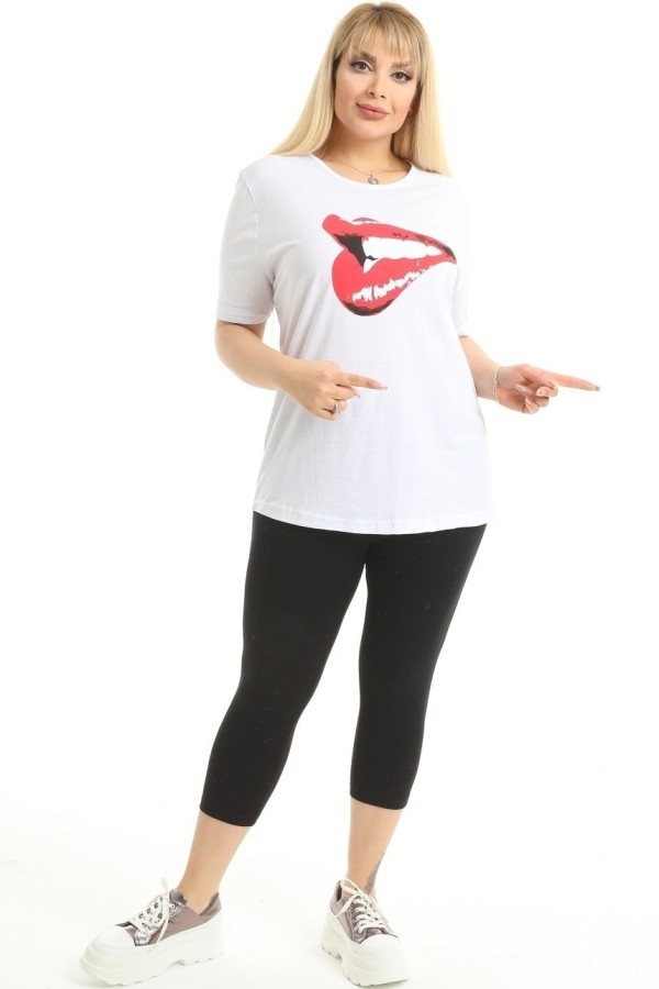 Balti moterų marškinėliai iš medvilnės