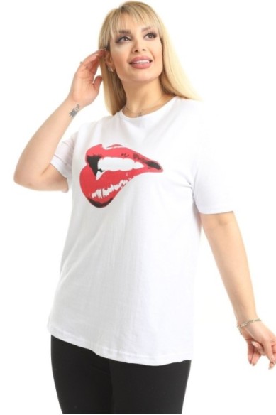 Balti moterų marškinėliai iš medvilnės