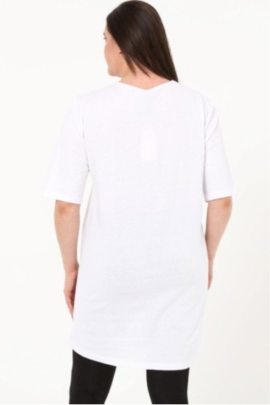 Baltos spalvos tunika trumpomis rankovėmis