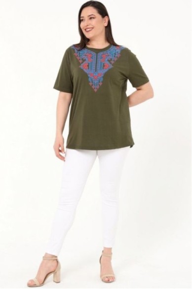 Rudai žalia palaidinė iš natūralios medvilnės