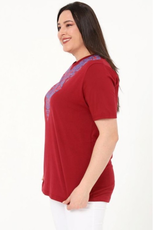 Bordinės spalvos marškinėliai iš medvilnės 2