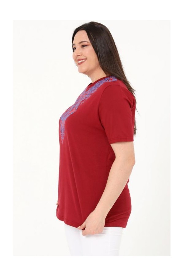 Bordinės spalvos marškinėliai iš medvilnės