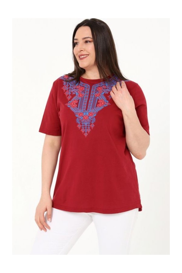 Bordinės spalvos marškinėliai iš medvilnės