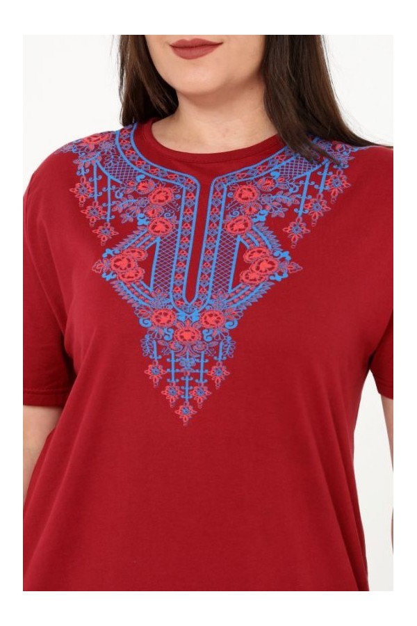 Bordinės spalvos marškinėliai iš medvilnės