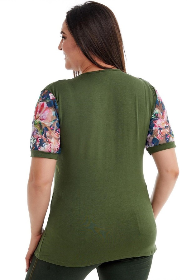 Puošni palaidinė trumpomis rankovėmis