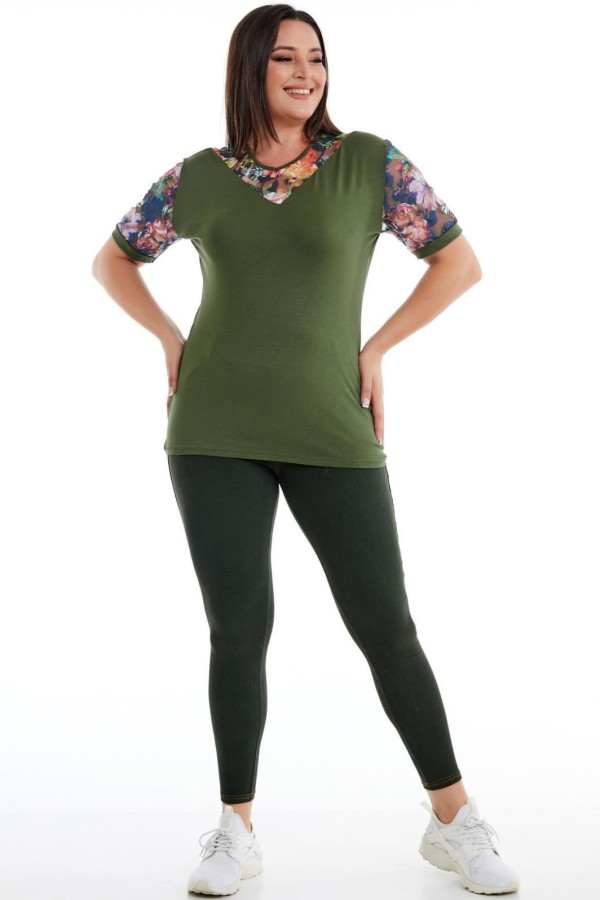 Puošni palaidinė trumpomis rankovėmis