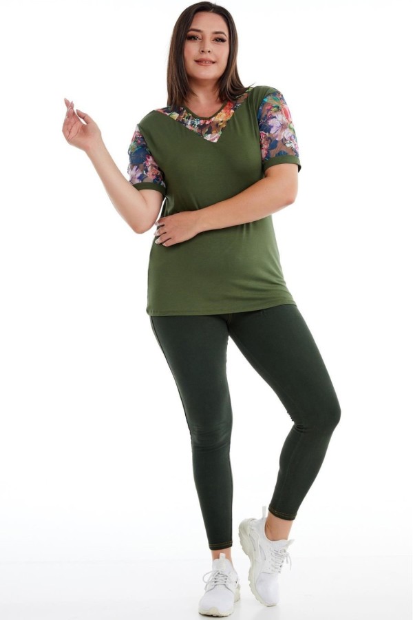 Puošni palaidinė trumpomis rankovėmis