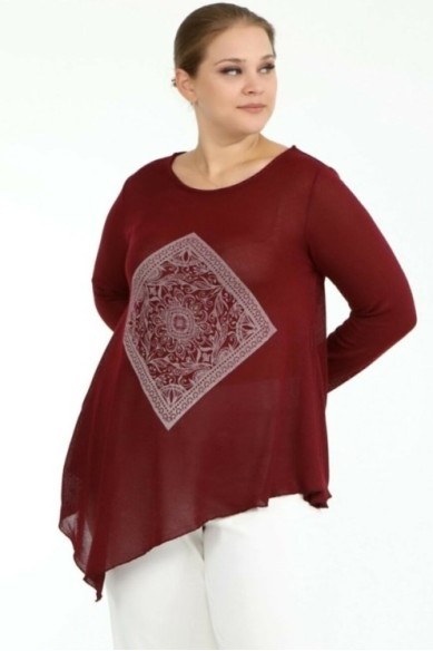 Moteriška palaidinė ilgomis rankovėmis su ornamentu