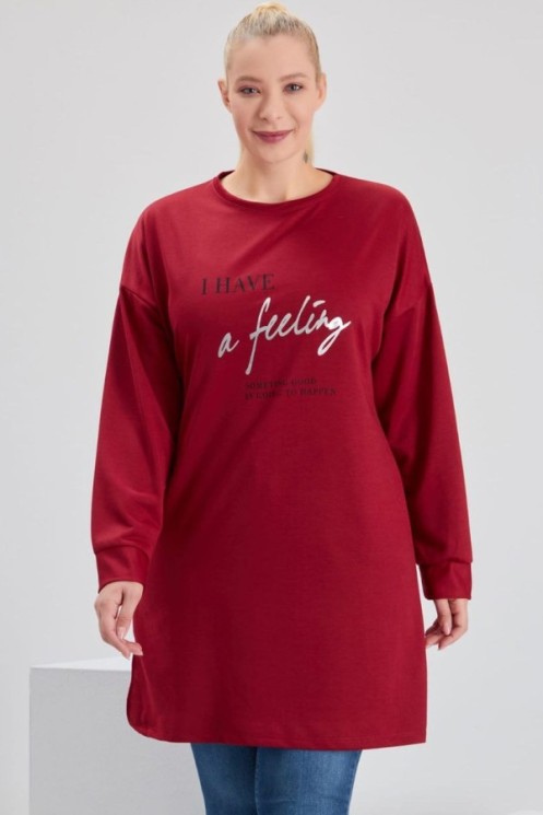 Tamsiai raudona palaidinė tunika moterims
