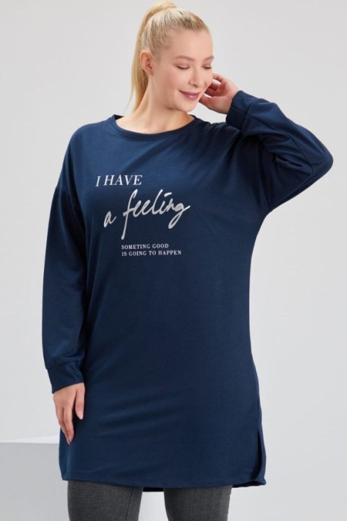 Tamsiai mėlyna moteriška tunika