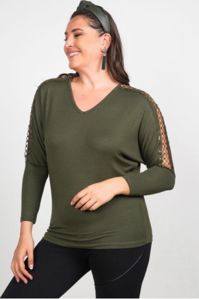 Haki spalvos palaidinė iš viskozės