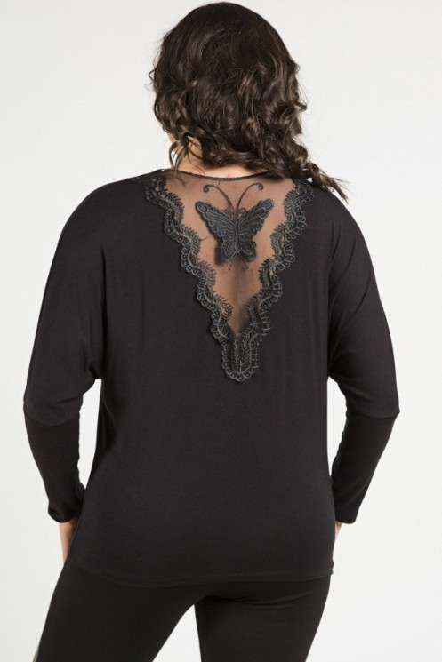 Stilinga juoda palaidinė ilgomis rankovėmis 2