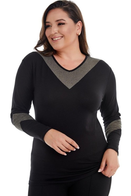 Juoda moterų palaidinė su voko formos iškirpte