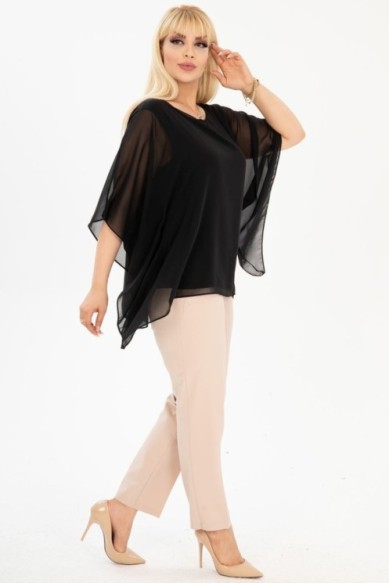 Proginė juoda palaidinė moterims