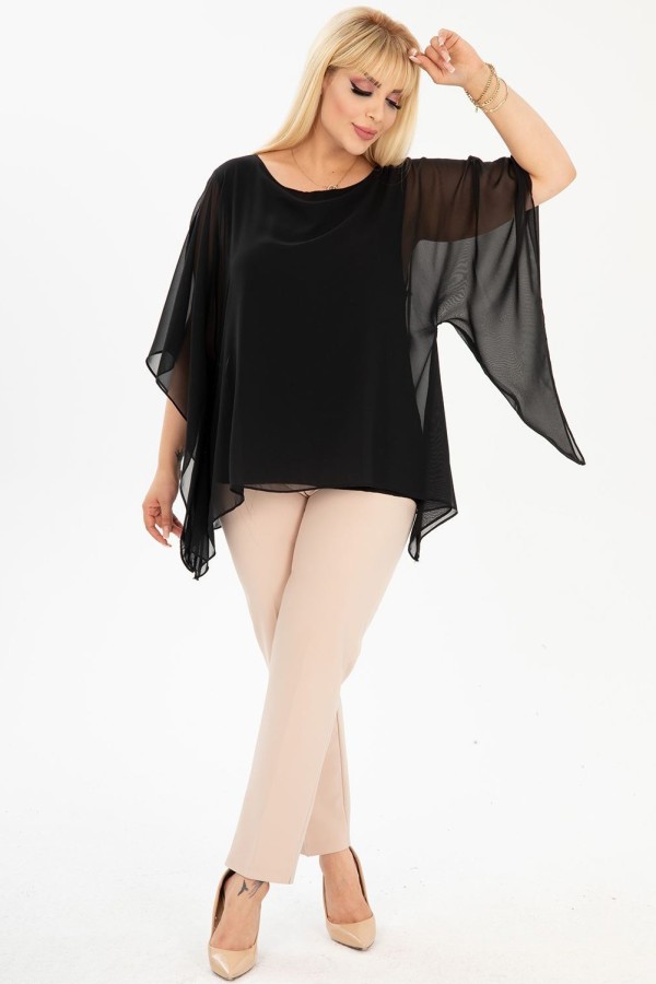 Proginė juoda palaidinė moterims