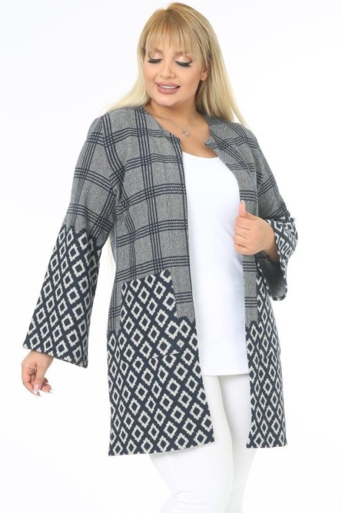 Žakardinis švarkas su kišenėmis