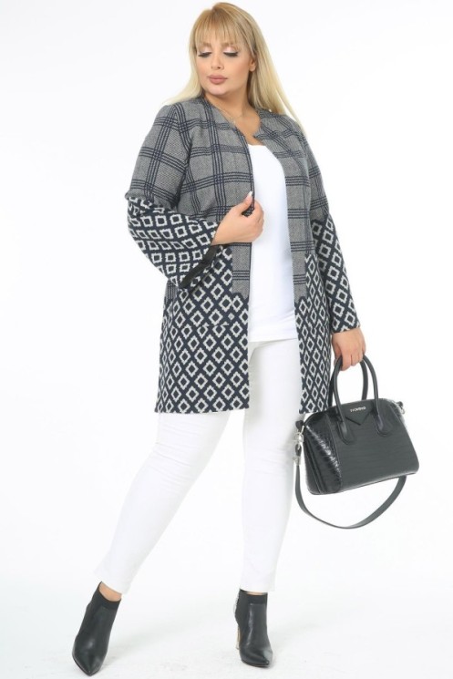 Žakardinis švarkas su kišenėmis 2