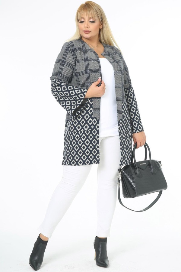 Žakardinis švarkas su kišenėmis