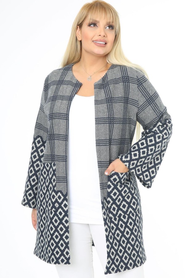 Žakardinis švarkas su kišenėmis