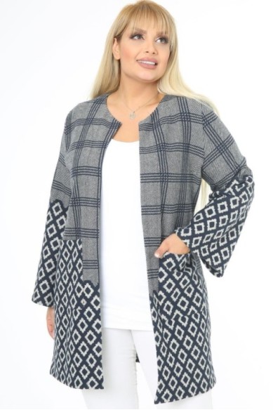 Žakardinis švarkas su kišenėmis