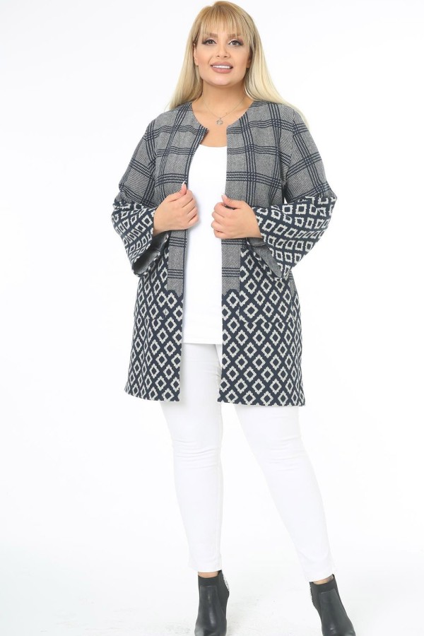 Žakardinis švarkas su kišenėmis