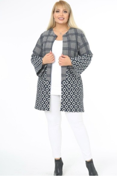 Žakardinis švarkas su kišenėmis