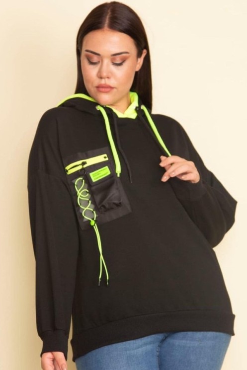 Stilingas oversized džemperis su kapišonu