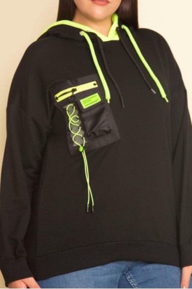 Stilingas oversized džemperis su kapišonu