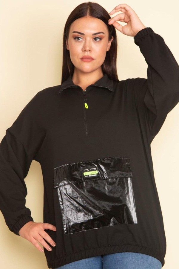 Stilingas džemperis su užtraukiama apykakle