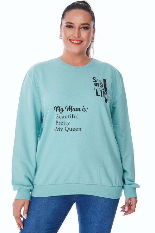 Moteriškas medvilnės bliuzonas su užrašais