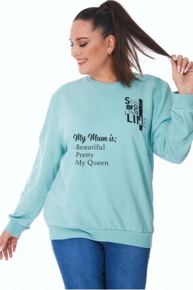 Moteriškas medvilnės bliuzonas su užrašais