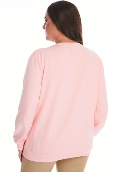 Šviesiai rožinis moteriškas bliuzonas su piešiniu