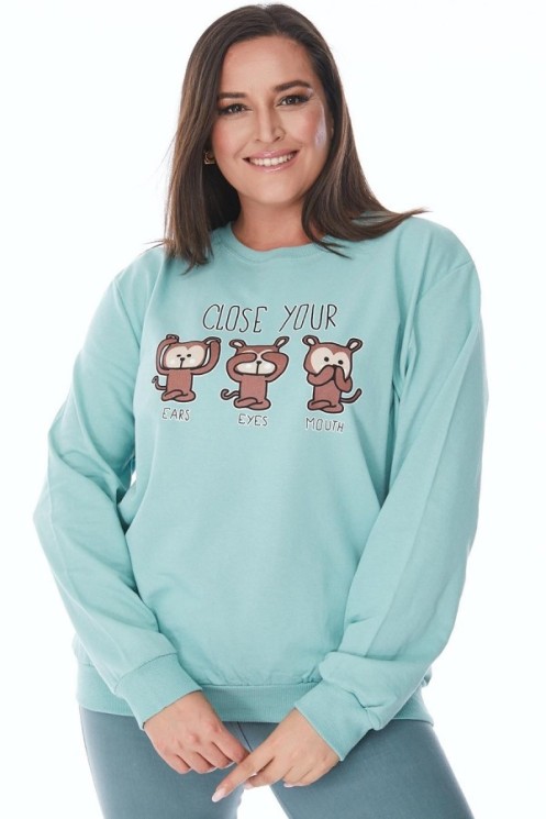 Mėtų spalvos bliuzonas su aplikacija