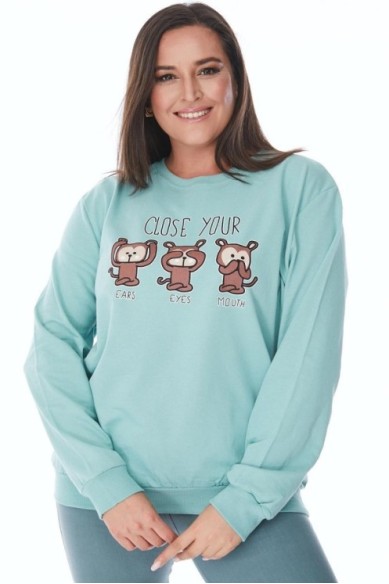 Mėtų spalvos bliuzonas su aplikacija