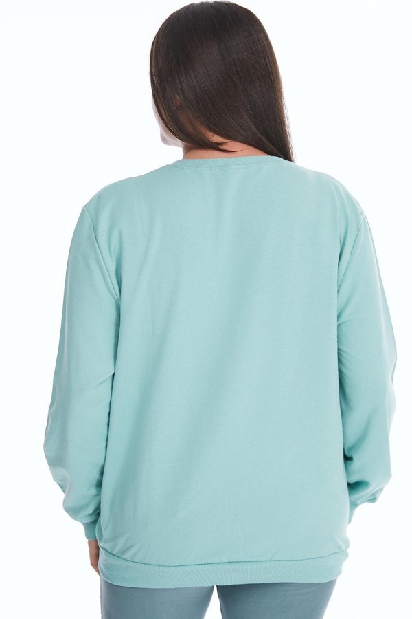 Mėtų spalvos bliuzonas su aplikacija