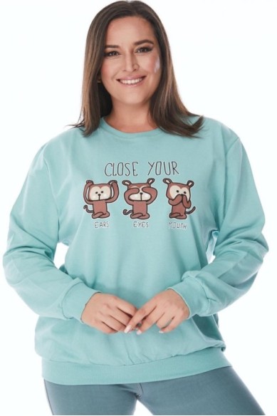 Mėtų spalvos bliuzonas su aplikacija