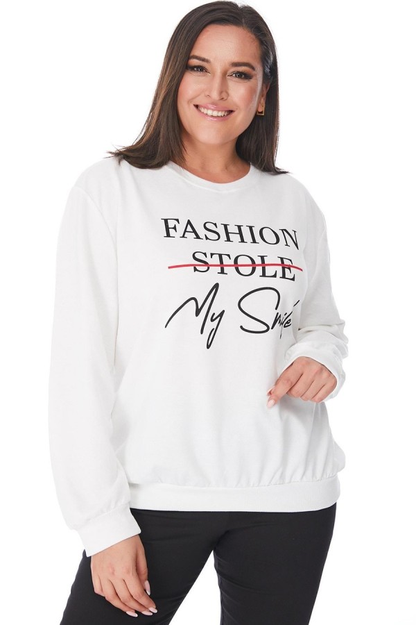 Basic baltas džemperis su užrašais