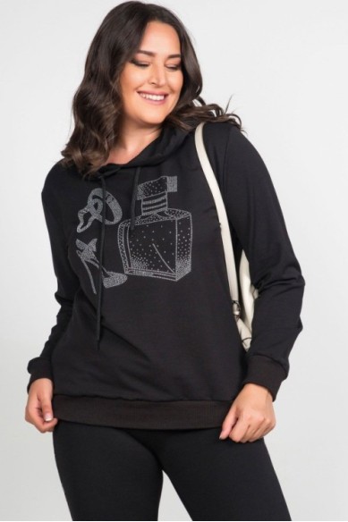 Madingas džemperis su cirkonio akmenėlių aplikacija