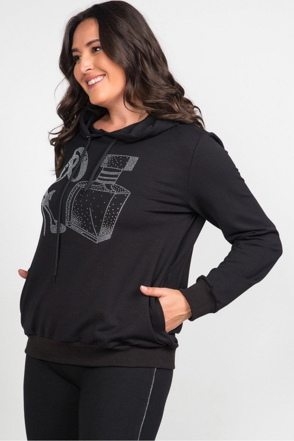 Madingas džemperis su cirkonio akmenėlių aplikacija