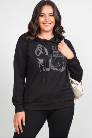 Madingas džemperis su cirkonio akmenėlių aplikacija