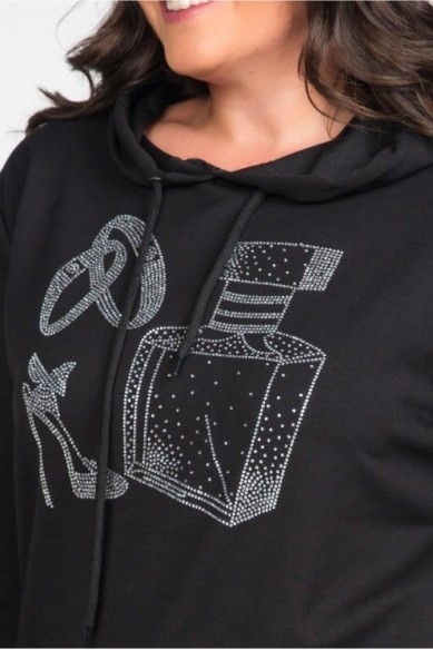 Madingas džemperis su cirkonio akmenėlių aplikacija