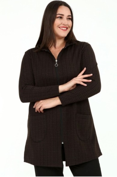 Užtraukiamas moterų džemperis su kišenėmis