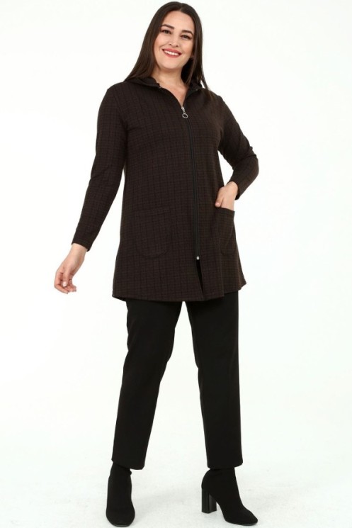 Užtraukiamas moterų džemperis su kišenėmis 2