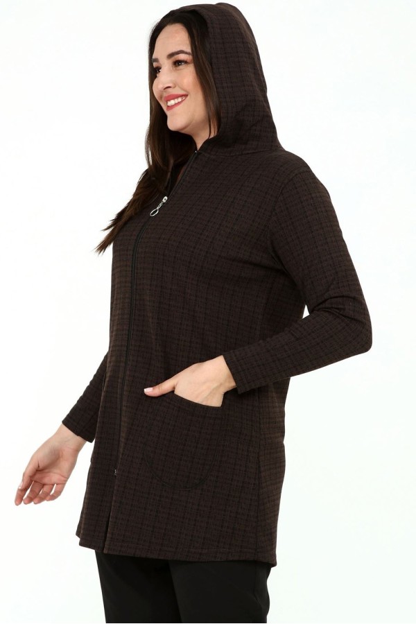 Užtraukiamas moterų džemperis su kišenėmis