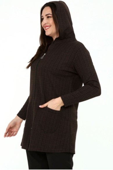 Užtraukiamas moterų džemperis su kišenėmis