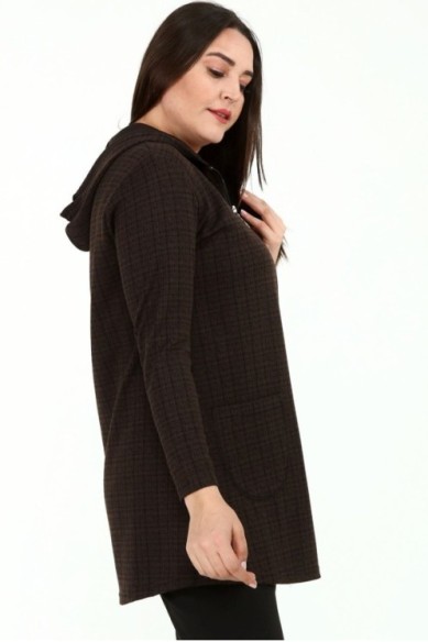 Užtraukiamas moterų džemperis su kišenėmis