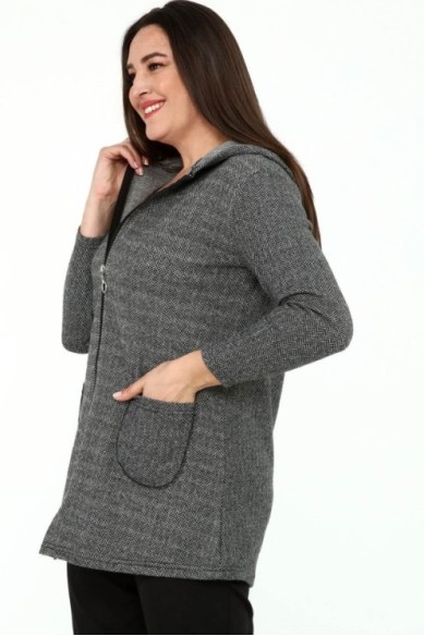 Moteriškas džemperis su užtrauktuku ir kišenėmis