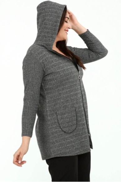 Moteriškas džemperis su užtrauktuku ir kišenėmis